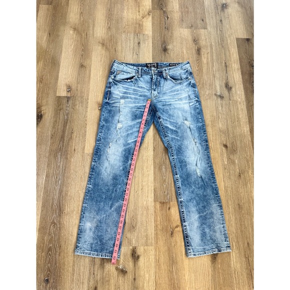 Salvage Mayhem Straight Leg Distressed Jeans Mens 36x32 Blue Buckle SLVG - Picture 4 of 8